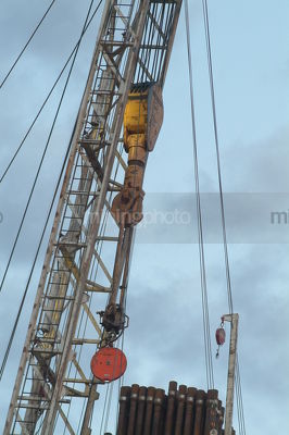 Close up of a drill rig derrick - Mining Photo Stock Library