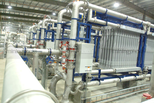 Inside water recycling  purification plant - Mining Photo Stock Library