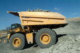 Mining Photo Stock Library - coal truck emptying overburden onto stockpile with high walls behind ( Weight: 4  New Image: NO)