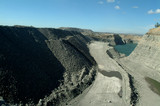 Mining Photo Stock Library - looking down coal high walls to haul road and coal tailings dam ( Weight: 1  New Image: NO)