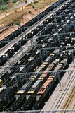 Mining Photo Stock Library - aerial shot of many coal rail carriages ( Weight: 1  New Image: NO)