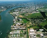 Mining Photo Stock Library - aerial of river with marina and industry and golf course and boating in river. ( Weight: 3  New Image: NO)