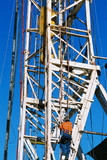Mining Photo Stock Library - drill rig worker climbing up the outside of the derrick ( Weight: 1  New Image: NO)