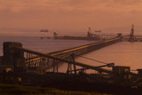 Mining Photo Stock Library - long wharf out to ships being loaded at sunset. ( Weight: 2  New Image: NO)