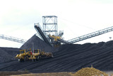 Mining Photo Stock Library - two bulldozers pushing coal onto stockpile at coal wash plant hopper and rail terminal. ( Weight: 3  New Image: NO)