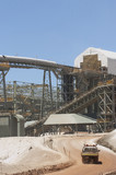 Mining Photo Stock Library - vertical shot of multi level  gold processing plant with conveyors and light vehicle moving in foreground.  great production photo. ( Weight: 1  New Image: NO)