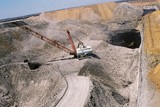Mining Photo Stock Library - aerial photo of dragline in open cut coal mine with light vehicle adjacent for scale.  Excavator moving coal and truck rotation. ( Weight: 1  New Image: NO)