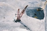 Mining Photo Stock Library - dragline moving overburden in open cut coal mine.  excavator and haul trucks moving coal in background. ( Weight: 1  New Image: NO)