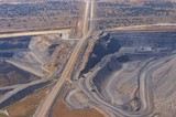 Mining Photo Stock Library - high aerial image of open cut coal mine.  high walls and mine operations clearly seen. ( Weight: 1  New Image: NO)