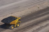 Mining Photo Stock Library - loaded haul truck moving coal in open cut coal mine.  aerial shot. ( Weight: 1  New Image: NO)
