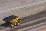 Mining Photo Stock Library - haul truck loaded with coal in open cut coal mine.  aerial photo. ( Weight: 1  New Image: NO)