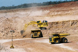Mining Photo Stock Library - 400 tonne excavator loading haul trucks in open cut coal mine ( Weight: 1  New Image: NO)