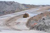 Mining Photo Stock Library - earth scraper driving down haul access road in open cut mine site. ( Weight: 1  New Image: NO)