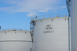 Mining Photo Stock Library - petrol storage towers with blue sky behind. ( Weight: 1  New Image: NO)