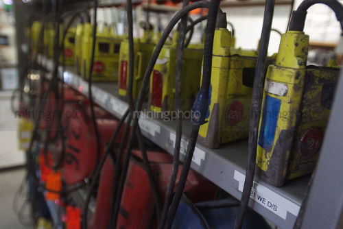Underground mine workers store for oxygen kits - Mining Photo Stock Library