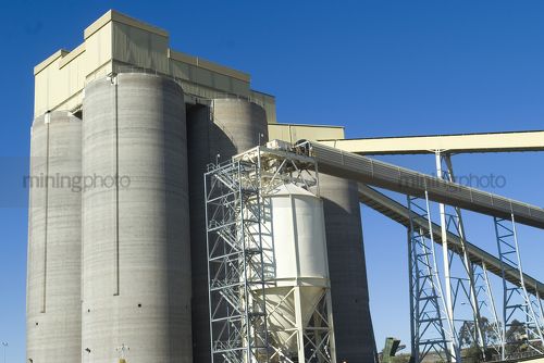 Coal surface storage silo towers at underground coal mine. conveyors at all angles attached.
 - Mining Photo Stock Library