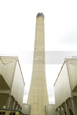 Geometric shot of smokestack at power station - Mining Photo Stock Library