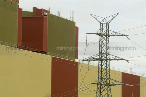 Power station and electricity tower - Mining Photo Stock Library