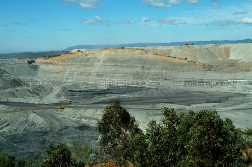 Open cut coal mine high walls. - Mining Photo Stock Library
