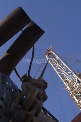 Close up vertical shot of a drill rig. - Mining Photo Stock Library