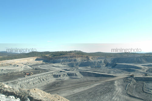 Wide view of open cut coal mine. - Mining Photo Stock Library
