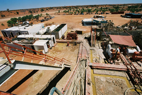 View of drill rig site from derrick - Mining Photo Stock Library