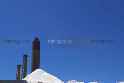 Vapour stacks on mine plant site. - Mining Photo Stock Library