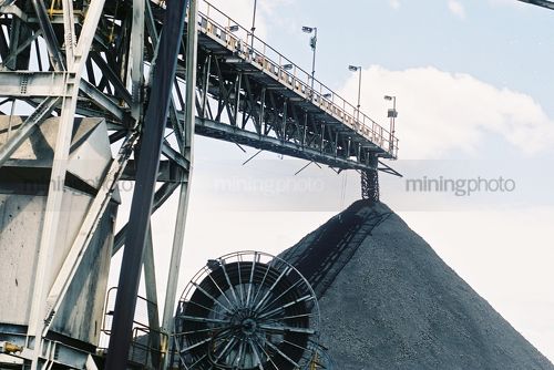 Coal conveyor stockpiling - Mining Photo Stock Library