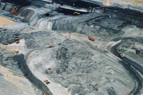 Aerial of open cut coal mine - Mining Photo Stock Library