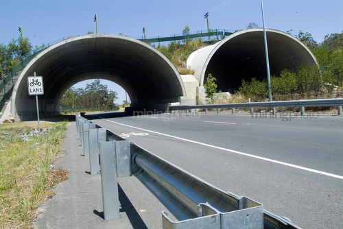 Shot of bebo archway bridge showing koala crossing and bikeway  - Mining Photo Stock Library