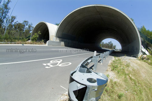 Shot of bebo archway bridge showing koala crossing and bikeway  - Mining Photo Stock Library