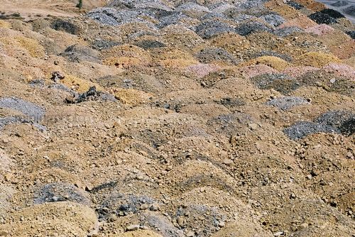 Great photo showing pattern of overburden in stockpiles - Mining Photo Stock Library