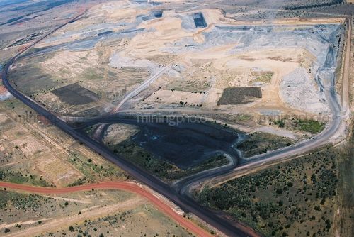 Aerial photo of open cut coal mine. - Mining Photo Stock Library
