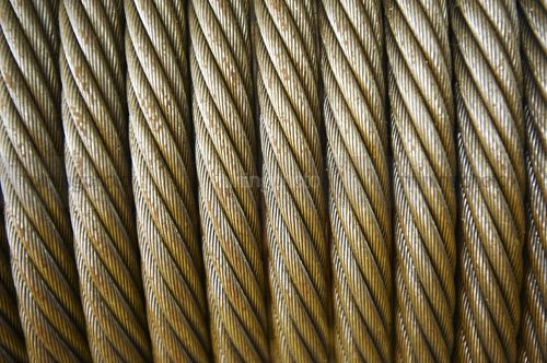 Close up shot of rolled cable. - Mining Photo Stock Library