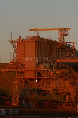 Close up photo of process plant at a mine site.  shot in late afternoon light. - Mining Photo Stock Library