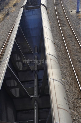 Close up photo of empty heavy rail carriage. - Mining Photo Stock Library