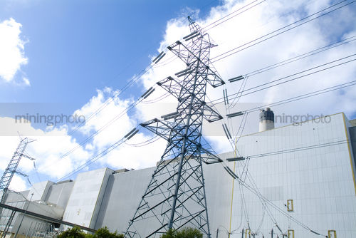 Transformer tower at Power Station - Mining Photo Stock Library