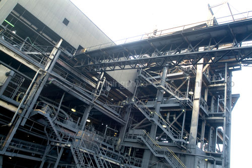 Conveyors and steel structure at power station - Mining Photo Stock Library