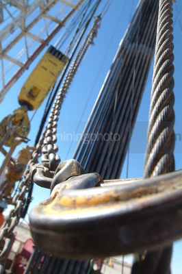 Chain and cable on oil and gas rig - Mining Photo Stock Library