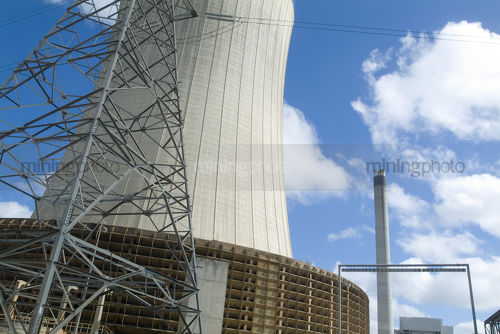 Base of water cooling tower at a power station - Mining Photo Stock Library