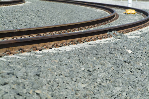 Closeup of rail track  - Mining Photo Stock Library