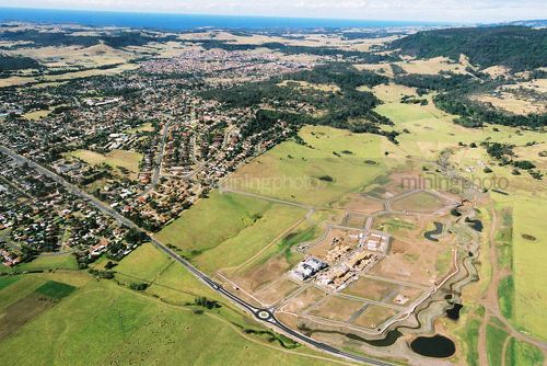 Aerial of property subdivision near coastal city  - Mining Photo Stock Library