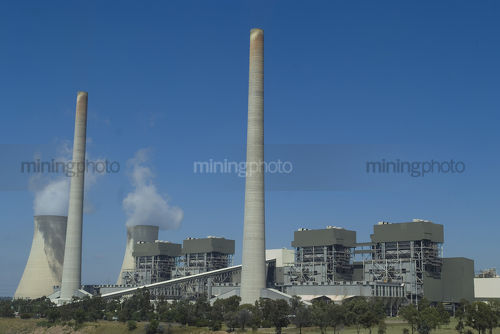 Cooling towers and power station - Mining Photo Stock Library