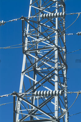 Close up of part of an electricity tower - Mining Photo Stock Library