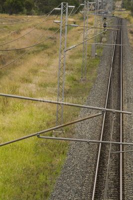 Heavy rail tracks in rural area - Mining Photo Stock Library