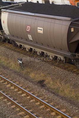 Heavy rail carriage loaded with coal - Mining Photo Stock Library