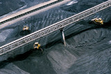 Mining Photo Stock Library - aerial photo bulldozers stockpiling coal at port facility ( Weight: 1  New Image: NO)