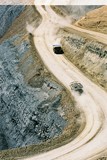 Mining Photo Stock Library - big trucks on open cut haul road above high wall coal seam aerial vertical image ( Weight: 1  New Image: NO)