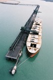 Mining Photo Stock Library - great aerial image of ship being loaded by conveyor with coal at a terminal ( Weight: 1  New Image: NO)