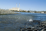Mining Photo Stock Library - water inlet into lake with power station in background ( Weight: 1  New Image: NO)